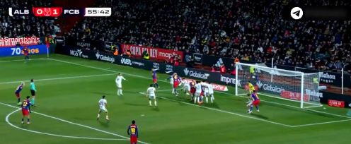 ألباسيتي ضد برشلونة.. رونالد آراوخو يسجل الهدف الثاني لـ برشلونة في مرمى ألباسيتي بربع نهائي كأس ملك إسبانيا