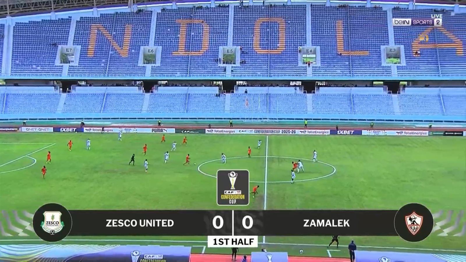 الزمالك.. بداية مباراة الزمالك وزيسكو يونايتد الزامبي في الكونفدرالية