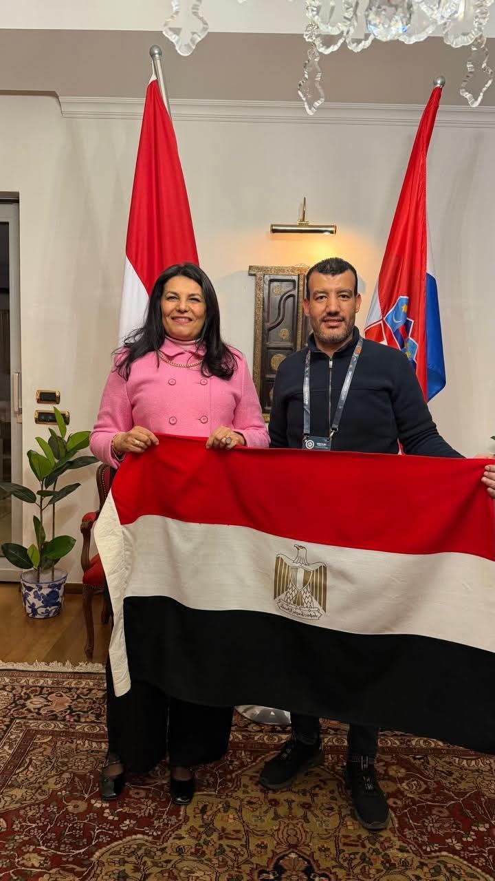 سفير مصر بكرواتيا يستقبل بعثة المصارعة الرومانية ببطولة زغرب المفتوحة