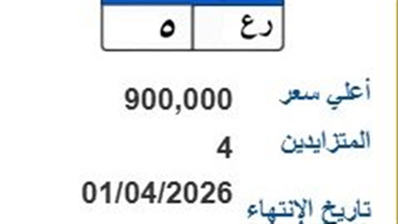 لوحة (ر ع - 5) المميزة يصل سعرها لـ900 ألف جنيه