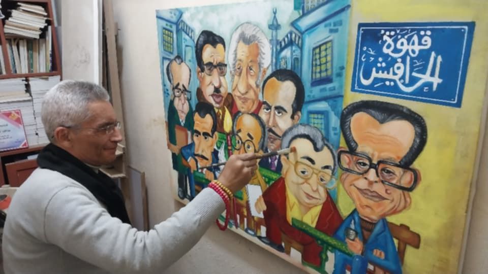 الفنان أحمد عبدالنعيم يكشف كواليس لوحة "قهوة الحرافيش"