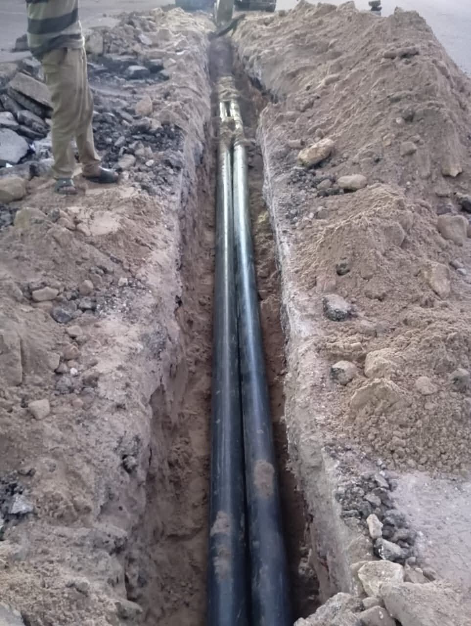 جانب من توصيل المرافق لاستاد المصري