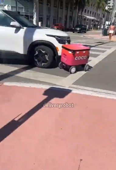 سيارة تصدم روبوت