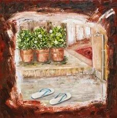 لوحة للفنانة منى القصبي تبرز التفاصيل اليومية