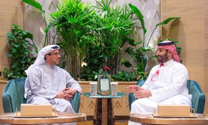 ولي العهد السعودي يلتقي نائب رئيس الإمارات الشيخ منصور بن زايد آل نهيان في الرياض