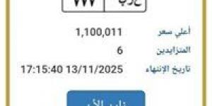 مليون و100 ألف جنيه.. مزايدة نارية على لوحة سيارة "ع ر ب 777"