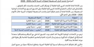 مصر تستضيف بطولتي تنس الطاولة العربية 2026 و2027