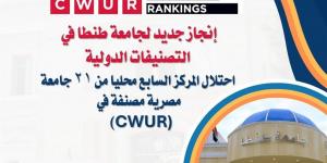 جامعة طنطا تحتل المركز السابع محليا من 21 جامعة مصرية مصنفة في CWUR