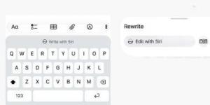 iOS 27 التجريبي يضم ميزة "الكتابة باستخدام Siri".. أدوات كتابة ذكية من أبل