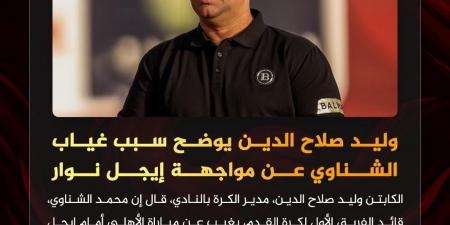 وليد صلاح الدين يكشف سبب غياب الشناوي عن قائمة الأهلي أمام إيجل نوار