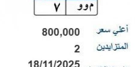 اقتربت إلى مليون جنيه.. مزاد على 3 لوحات سيارة مميزة