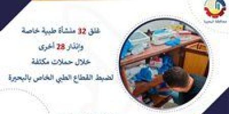حملات موسعة بالبحيرة تغلق ٣٢ منشأة طبية خاصة وتوجه إنذارات لـ٢٨ أخرى