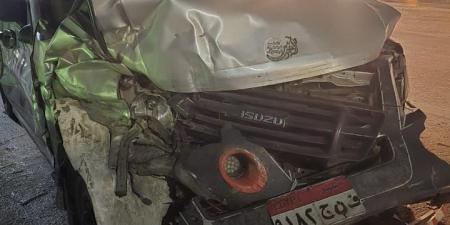 العربيات اتهرست.. 3 مصابين في تصادم مروع بين 3 سيارات على الطريق الدائري بالقليوبية