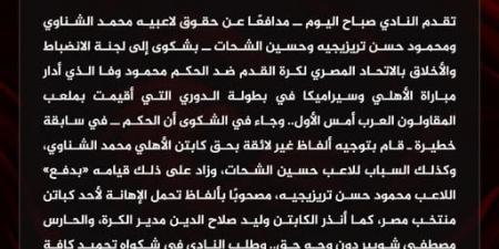 الأهلى يشكو وفا للجنة الانضباط بسبب تعديه على الشناوى وتريزيجيه والشحات