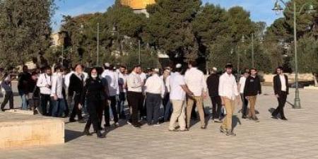مستوطنون يؤدون طقوسا تلمودية عند مدخل سنجل شمال رام الله لليوم الثانى على التوالى