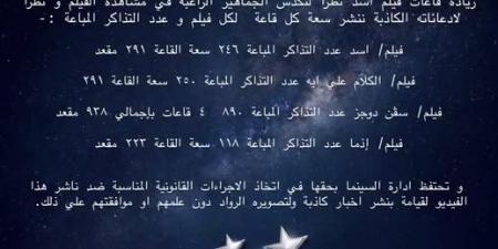 اتخاذ الإجراءات القانونية.. بيان عاجل من سينما سيتي ستارز بشأن ما تداوله أحد الجمهور عن فيلم أسد