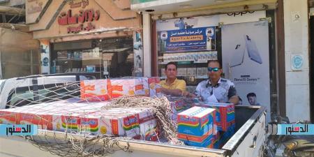 ضبط 2400 كيس إندومي و1000 متر أسلاك مجهولة المصدر بكفر الشيخ