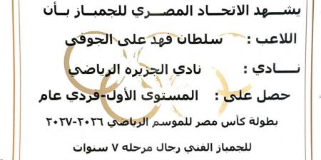اللاعب السعودي سلطان فهد الجوفي يشارك في بطولة كأس مصر للجمباز