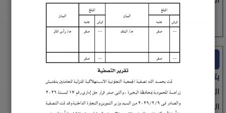 اتحاد البحيرة التعاوني يعلن انتهاء أعمال تصفية عدد من الجمعيات الاستهلاكية وفقًا للقانون