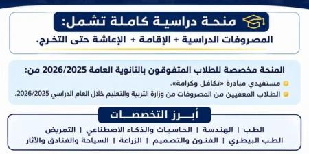 بدء التقديم لمنحة "علماء المستقبل" للطلاب المتفوقين بالثانوية العامة