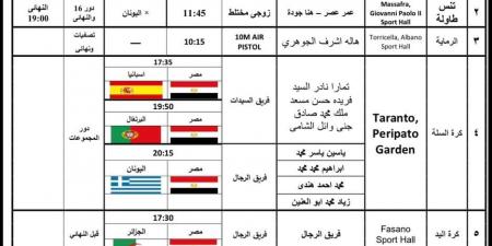 منافسات قوية لمصر في الجودو وكرة السلة واليد بدورة ألعاب البحر المتوسط اليوم