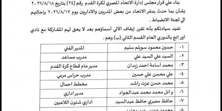اتحاد الكرة يخطر نادى أورانج بقرارات لجنة الانضباط بعد عودة الفريق للدورى