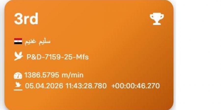 سليم غنيم يتصدر المراكز الأولى فى سباقات الزاجل العالمية للعام الثالث