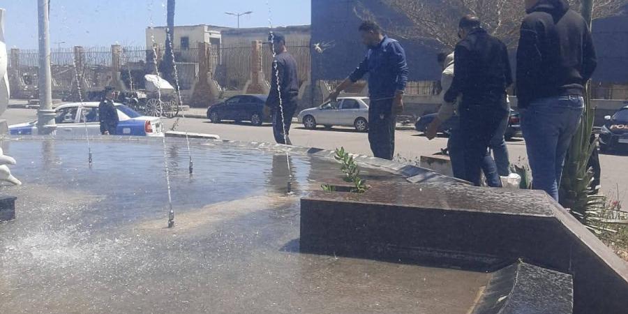 نافورة عدلي منصور تتألق استعدادًا لشم النسيم.. لمسة جمالية تعيد البهجة لحي الشرق ببورسعيد