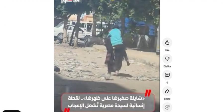 «شايلة صغيرها على ظهرها».. لقطة إنسانية لمصرية تُشعل الإعجاب على السوشيال ميديا (فيديو)