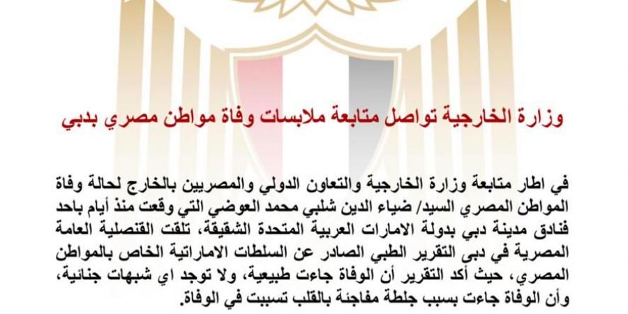 وزارة الخارجية: ضياء العوضي توفى بسبب جلطة في القلب