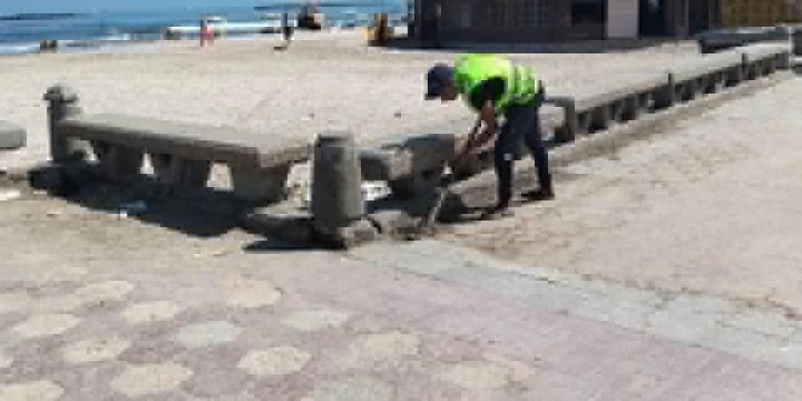 "برجولات" على الشواطئ استعدادا للمصيف في دمياط (صور)