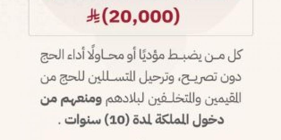 غرامة مالية تصل لـ 20 ألف ريال لمن يضبط مؤديًا أو محاولًا أداء الحج دون تصريح