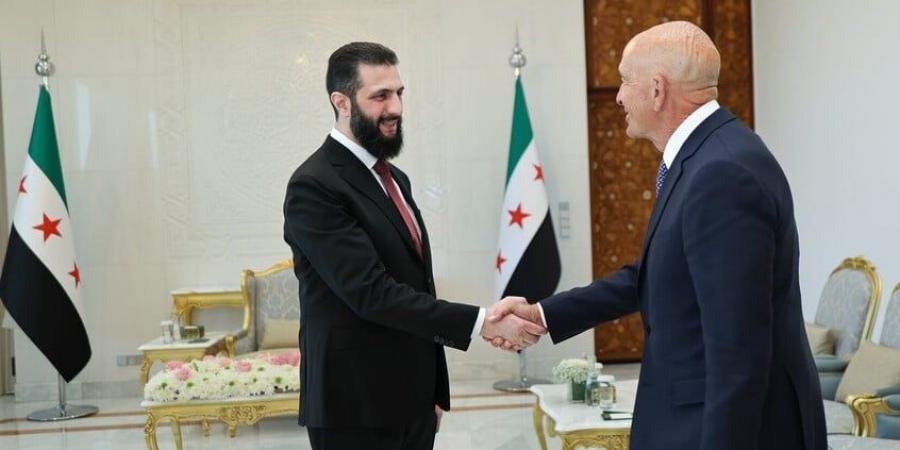 الشرع يبحث مستجدات الأوضاع مع المبعوث الأمريكى إلى سوريا توماس باراك