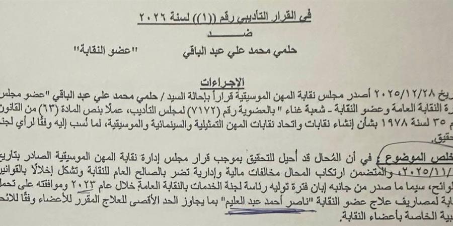 حلمي عبد الباقي يهاجم نقابة الموسيقيين: قرار شطبي نية مبيتة