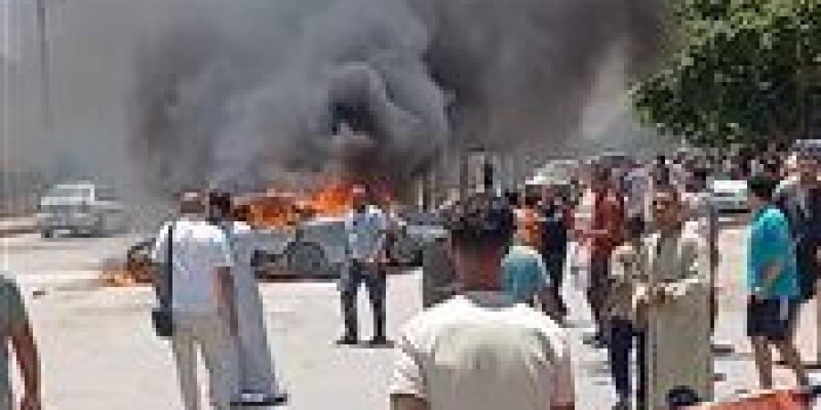 حرق يلتهم سيارتين في ميدان شلبي بالمنيا