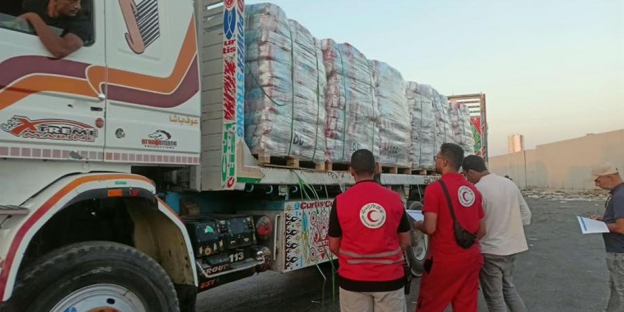 الهلال الأحمر المصري يواصل دعم غزة، قافلة بحمولة 3 آلاف طن من المساعدات الإنسانية