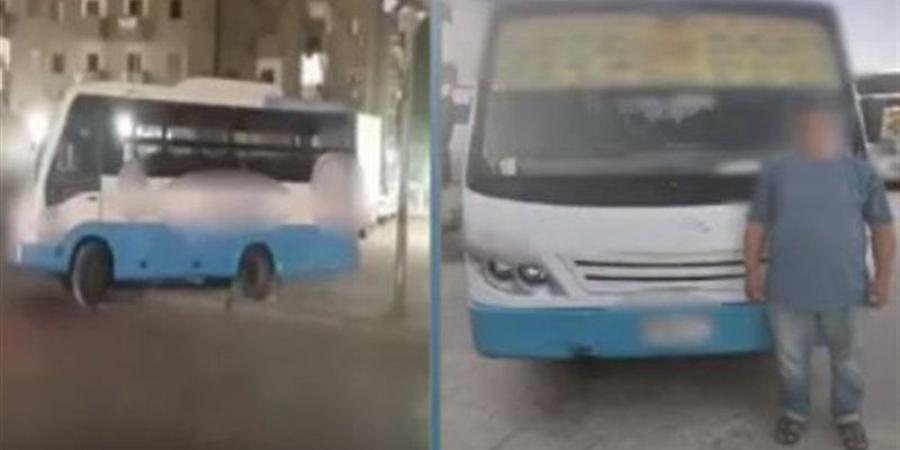 ضبط سائق أتوبيس صعد أعلى الرصيف وسار عكس الاتجاه بمدينة نصر