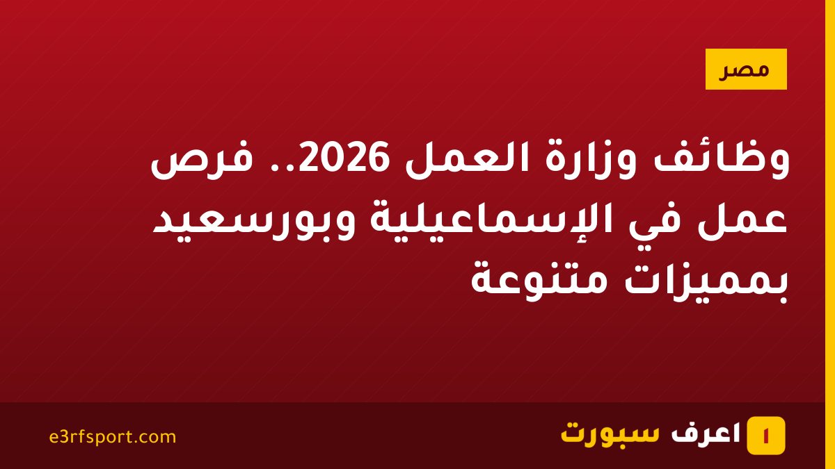 وظائف وزارة العمل 2026.. فرص عمل في الإسماعيلية وبورسعيد بمميزات متنوعة