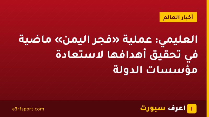 العليمي: عملية «فجر اليمن» ماضية في تحقيق أهدافها لاستعادة مؤسسات الدولة